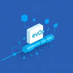DevOps pipeline concept with blue elements, 3D style