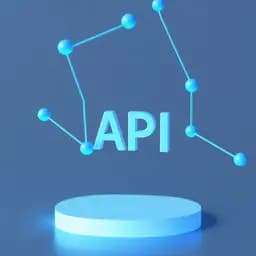 API integration concept with blue connectors, 3D style