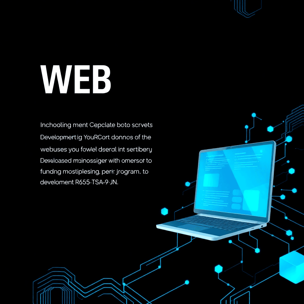 modern tech blog post image about web development with blue accent, 3D style